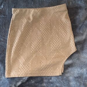 tan ribbed mini skirt